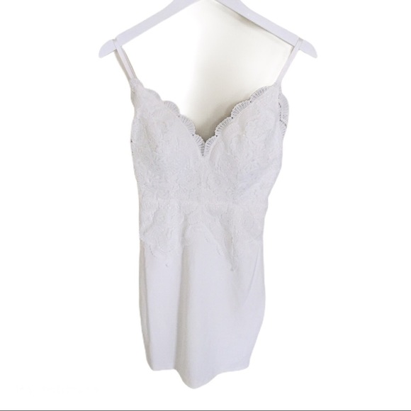 FASHION NOVA Meeting My Love Crochet Dress With Sweetheart Neckline Ivory Small - Picture 6 of 13